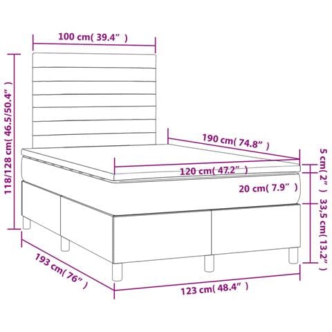 Giroletto a Molle con Materasso Crema 120x190 cm in Tessuto - Foto 9