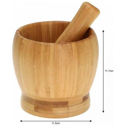 Set di mortaio e pestello in bambù KH-1617 per macinare le spezie - Foto 5