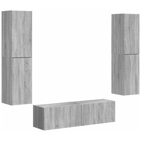 Set mobile TV 6 pcs Grigio Sonoma Legno multistrato - Foto 1