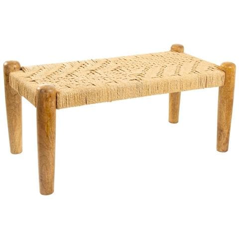 Sgabello In Legno E Corda Marrone 90x44x35h - Foto 1