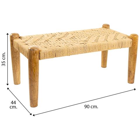 Sgabello In Legno E Corda Marrone 90x44x35h - Foto 5