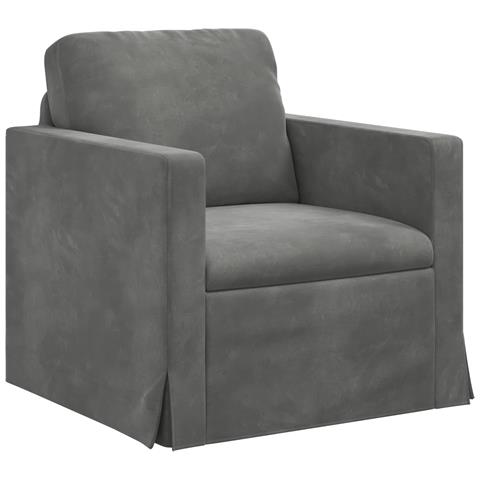 Divano Grigio scuro 78 x 78 x 80 cm Velluto - Foto 1