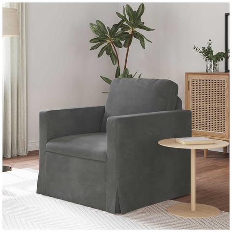 Divano Grigio scuro 78 x 78 x 80 cm Velluto - Foto 2