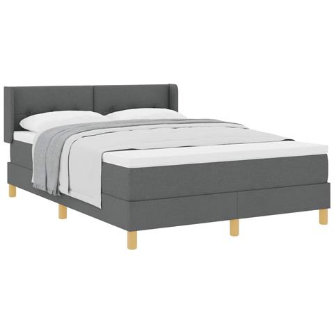 Letto a molle con testiera Grigio scuro 190 x 140 cm Poliestere - Foto 1