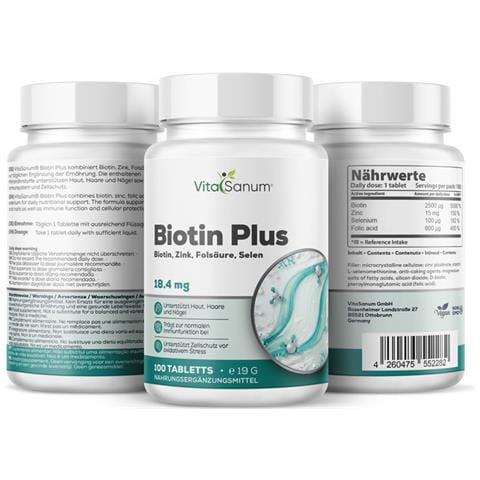 Biotina Plus + Zinco + Acido Folico + Selenio 100 Compresse Integratore alimentare - Foto 1