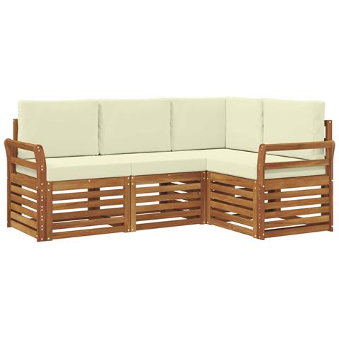 Set divani 4 pcs Naturale e Crema Legno di Acacia Massello - Foto 1