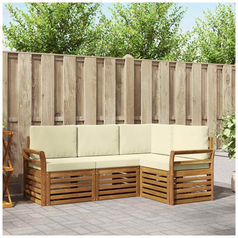Set divani 4 pcs Naturale e Crema Legno di Acacia Massello - Foto 2