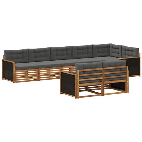 Set di divani da esterno con cuscino 8 pcs Naturale e Antracite - Foto 1
