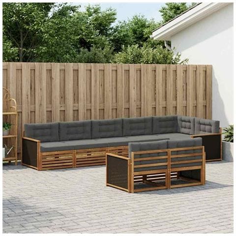 Set di divani da esterno con cuscino 8 pcs Naturale e Antracite - Foto 2