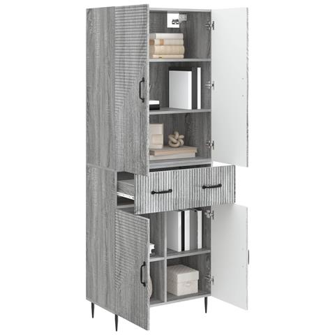 Set di armadi 2 pcs Sonoma grigio 66 x 34,5 x 89,5 cm - Foto 2