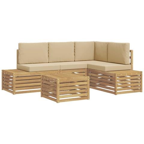 Set di divani da esterno con cuscino 5 Pezzo Bianco - Foto 1