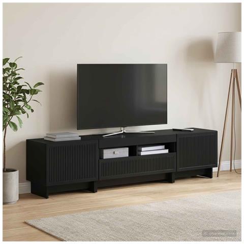 Mobile TV LED a 5 pezzi Nero Legno ingegnerizzato - Foto 9