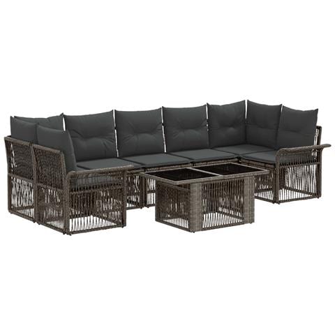 Set Divano da Giardino 8 pz Grigio e Grigio Scuro polyrattan - Foto 1