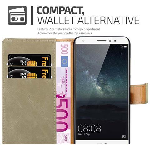 Custodia Compatibile Con Huawei Mate S In Marrone Cappuccino - Coperchio Protettiva Con Chiusura Magnetica, Funzione Stand E Tasca Per Le Carte - Foto 8