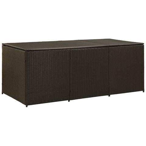 Baule da Giardino in Polyrattan 180x90x70 cm Marrone - Foto 1