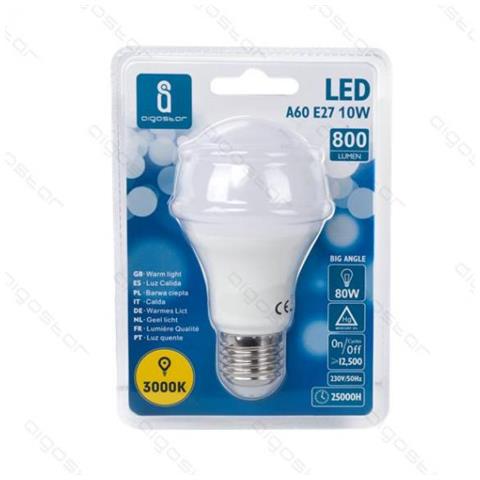 Lampadina Led A5 A60 10w Attacco E27 - 800 Lumen - 3000k Luce Calda - Grande Angolo 280 Gradi Misura D60h110mm Cri80ra - Foto 2
