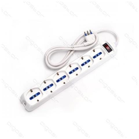 Multipresa Ciabatta Elettrica Schuko 6 Posti Con Interruttore Cavo Da 1,5 Metri Spina 10a 250v Spa11 Presa 16a 250v 6 Way P40 - Foto 2
