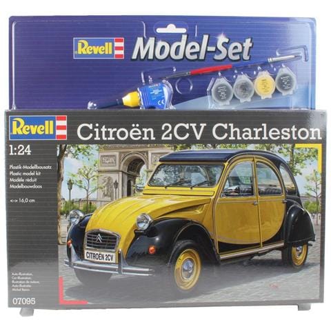 Model Set Citroen 2CV Charleston, 1:24, Assembly kit, Citroen 2CV, City car, Ricco di ambizione, Nero, Giallo - Foto 1