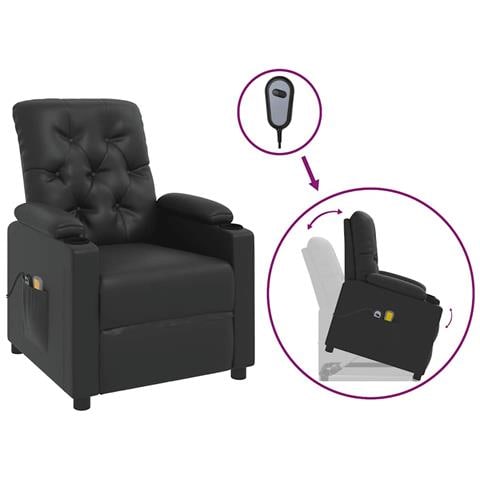 Poltrona Alzapersona Massaggiante Nera in Similpelle - Foto 1