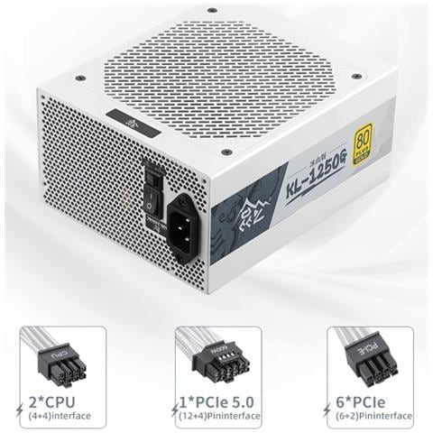 Alimentatore Atx Full Modulare 1250w 80+ Gold Bianco Gaming Rtx Gtx Scheda Video - Foto 7