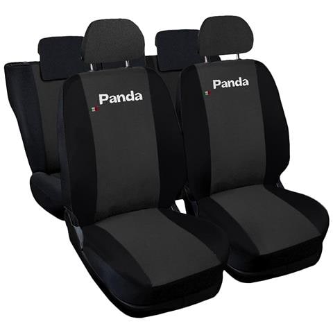 Coprisedili Auto Compatibili Per Panda Seconda 169 E Terza 319 Serie, Made In Italy, Fodere Protezione Sedili Anteriori E Posteriori, Intero, Poliestere - Grigio Scuro /nero - Foto 1