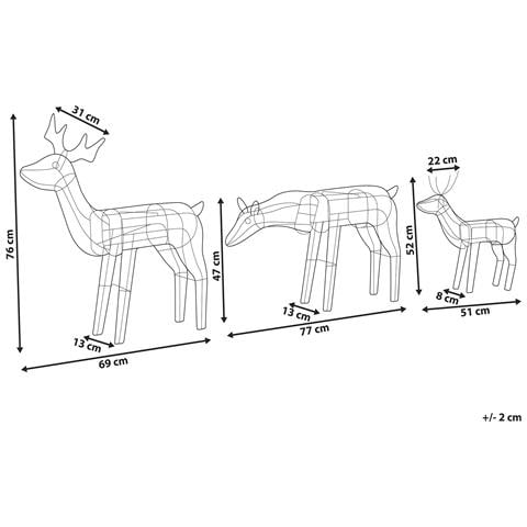 Set Di 3 Decorazioni Led Animali Natalizi 76 Cm Bianco Mikkeli - Foto 5