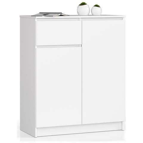Cassettiera K80, 2 ante e 1 cassetto, 80x40x99 cm, Colore Bianco - Foto 1