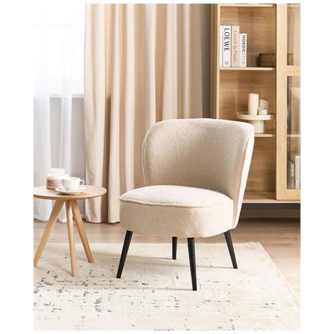 Poltrona Bouclé Beige Chiaro Voss - Foto 1