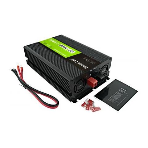 Green Cell Przetwornica Napicia Powerinverter Lcd 12 V 2000w / 40000w Przetwornica Samochodowa Z Wywietlaczem - Czysty Sinus Adattatore E Invertitore Auto Nero - Foto 3