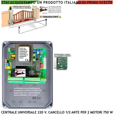 Pm8000 Centrale Cancello 2 Ante Battenti 220 V Universale Con Scheda Radio Regolazioni A Trimmer Selezione Funzione - Foto 1