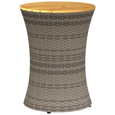 Tavolino Giardino Forma Tamburo Grigio Polyrattan Massello - Foto 2