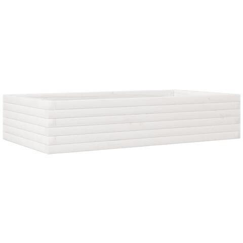 Fioriera Da Giardino Bianca 110x60x23 Cm Legno Massello Pino - Foto 2