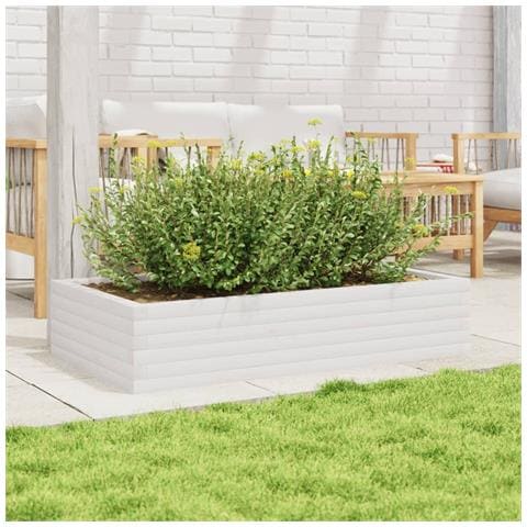 Fioriera Da Giardino Bianca 110x60x23 Cm Legno Massello Pino - Foto 3