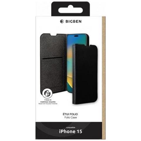 Custodia Per Iphone 15 Folio Wallet Con Portacarte E Supporto Video, Nero - Foto 2