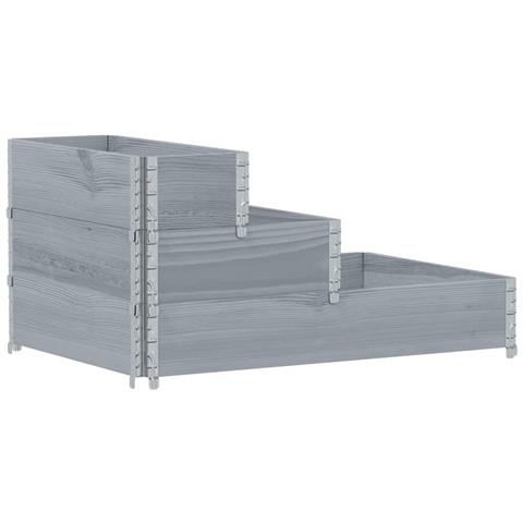 Fioriera Rialzata a 3 Livelli Grigia 120x80 cm Legno di Pino - Foto 2