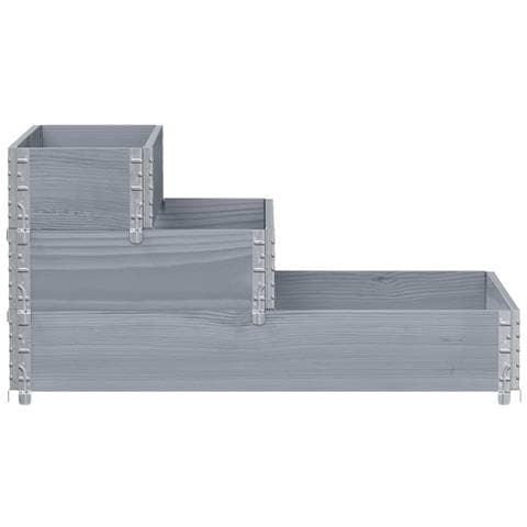 Fioriera Rialzata a 3 Livelli Grigia 120x80 cm Legno di Pino - Foto 3