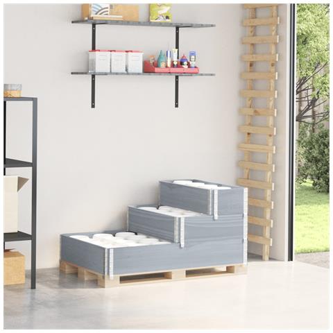 Fioriera Rialzata a 3 Livelli Grigia 120x80 cm Legno di Pino - Foto 1