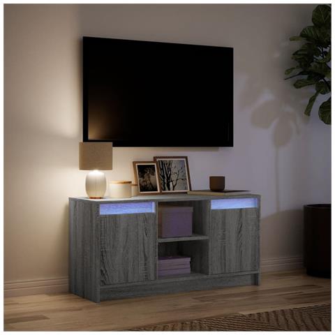 Mobile Porta TV con LED Grigio Sonoma 100x34x50cm in Truciolato - Foto 2