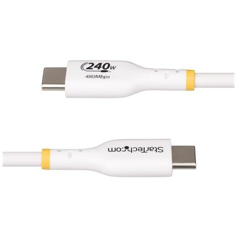 Cavo di ricarica USB-C Bianco da 4m, cavo USB C certificato USB-IF, 240W PD EPR, cavo di ricarica USB 2.0 Tipo-C per laptop, cavo di trasferimento dati USB-Type-C, rivestimento in TPE - Foto 2