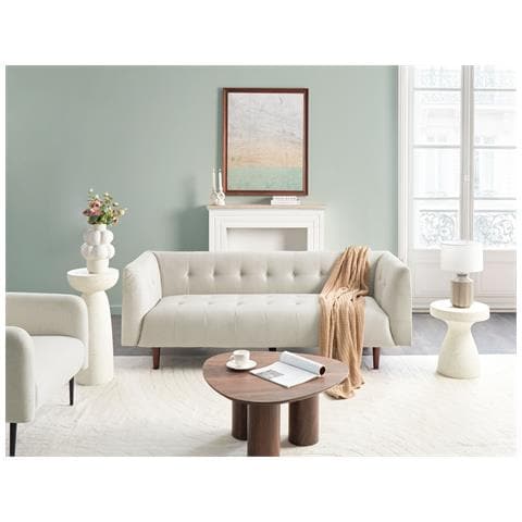 Divano 3 Posti Byske Tessuto Beige Chiaro - Foto 1