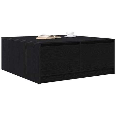 Tavolino da Salotto con Cassetti Rovere Nero 100x100x40 cm - Foto 2