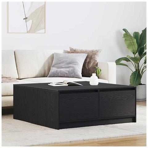 Tavolino da Salotto con Cassetti Rovere Nero 100x100x40 cm - Foto 1