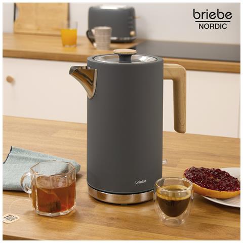 Briebe Kt1165gry Nordic Bollitore Elettrico 1,7l Cordless, Ebollizione Rapida Senza Bpa, Base 36 2200w Grigio - Foto 2
