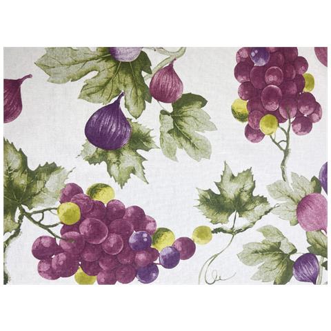 Tovaglia Per Salotto Cucina Tavolo 100% Cotone Made In Italy Uva E Fichi  Rp 140x360 Uva E Fichi - Foto 2
