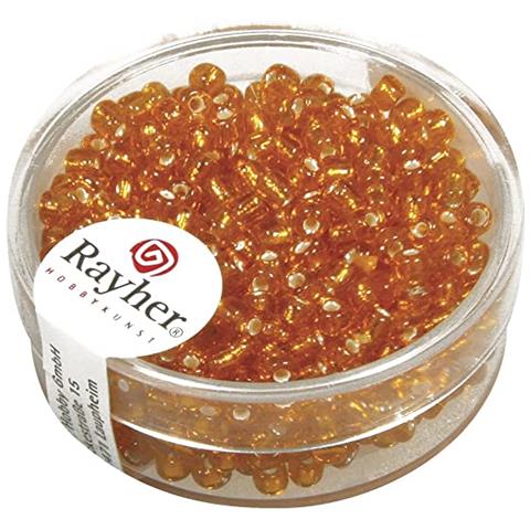 16 Grammi - Perline In Vetro Rotonde Con Foro Argentato Ø2,6mm - Colore Arancione - Foto 1