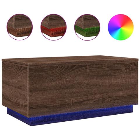 Tavolino Da Soggiorno Con Luci Led Rovere Marrone 90x50x40 Cm - Foto 2