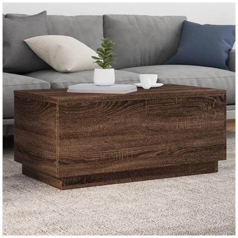 Tavolino Da Soggiorno Con Luci Led Rovere Marrone 90x50x40 Cm - Foto 1