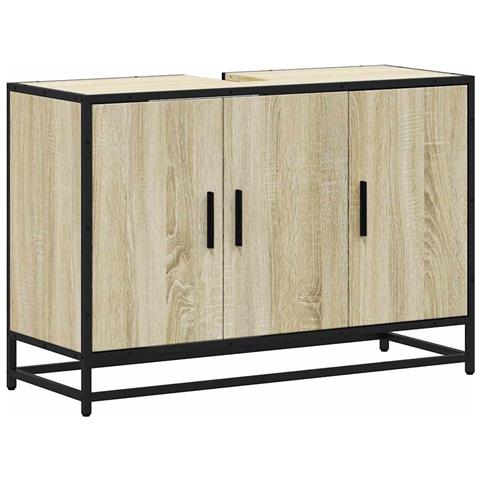 Mobile Lavabo Bagno Rovere Sonoma 90x33x60 Cm Legno Multistrato - Foto 2