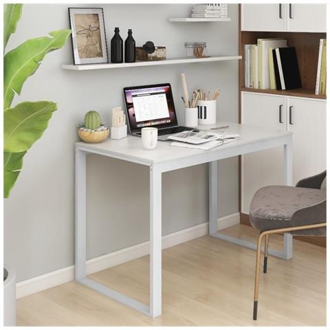 Lusso Casadino -  Scrivania Per Computer Bianca 110x60x73 Cm In Legno Multistrato - Foto 6