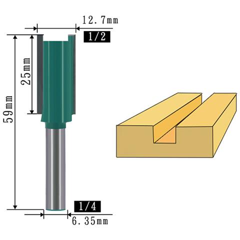 Punta Per Fresa Diritta Con Codolo Da 1/4"" Con Taglierina (confezione Da 2)   D - Foto 2